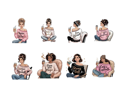 35 Boss Lady Clipart Bundle, Watercolor Boss Lady Clipart, Fashion Woman Clipart, Love Yourself png, Girl Boss Clipart, Black Beauty Clipart