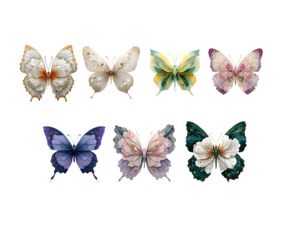 Images clipart de papillons floraux, papillons aquarelle (PNG), papillons roses (PNG), papillons floraux rouges, loisirs créatifs, téléchargement instantané, bricolage en papier