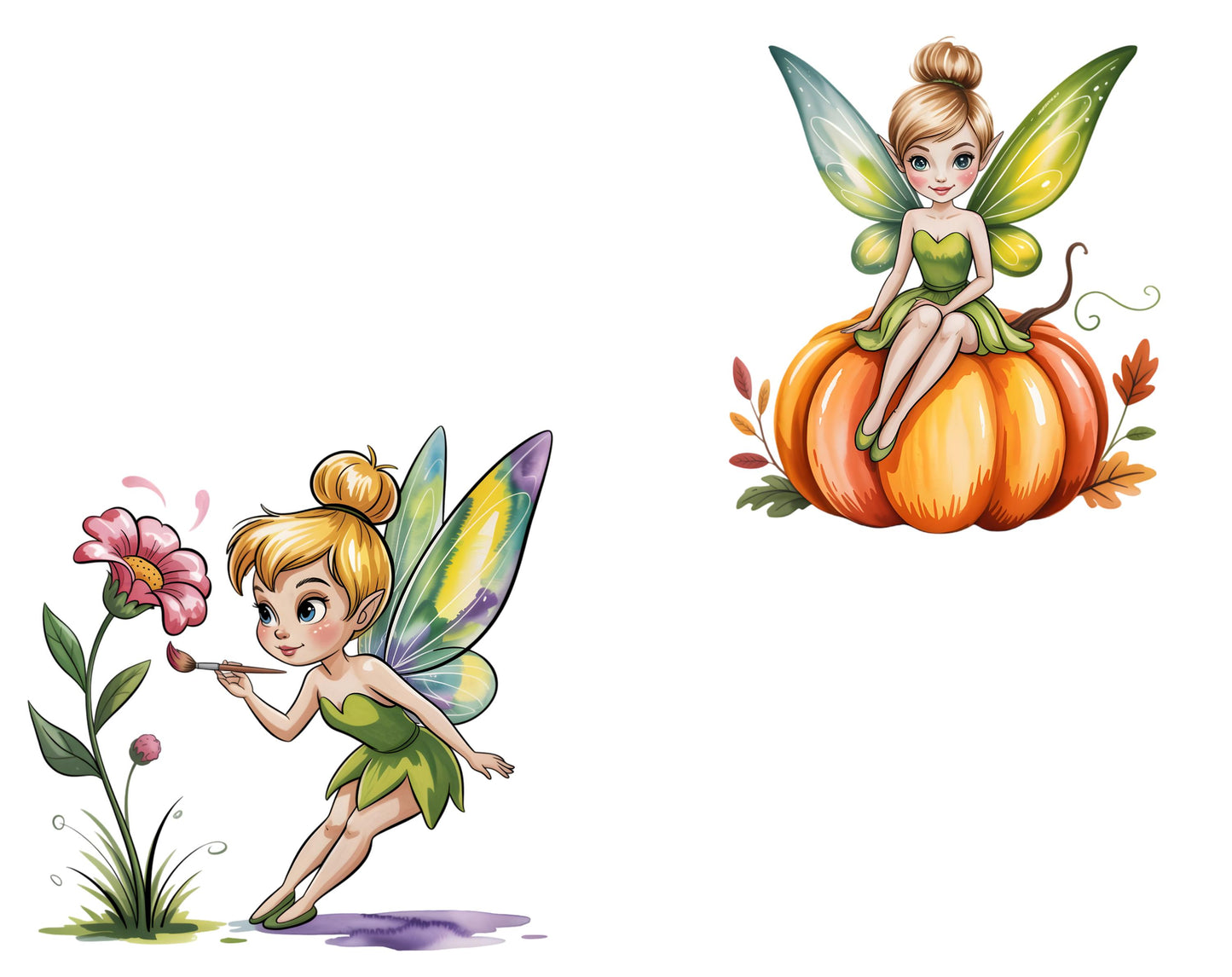 Watercolor Tinkerbell Clipart Bundle, Tinkerbell png, Cute Princess Tinkerbell Clipart, Cute Fairy Clipart, Commercial Use, Digital Download