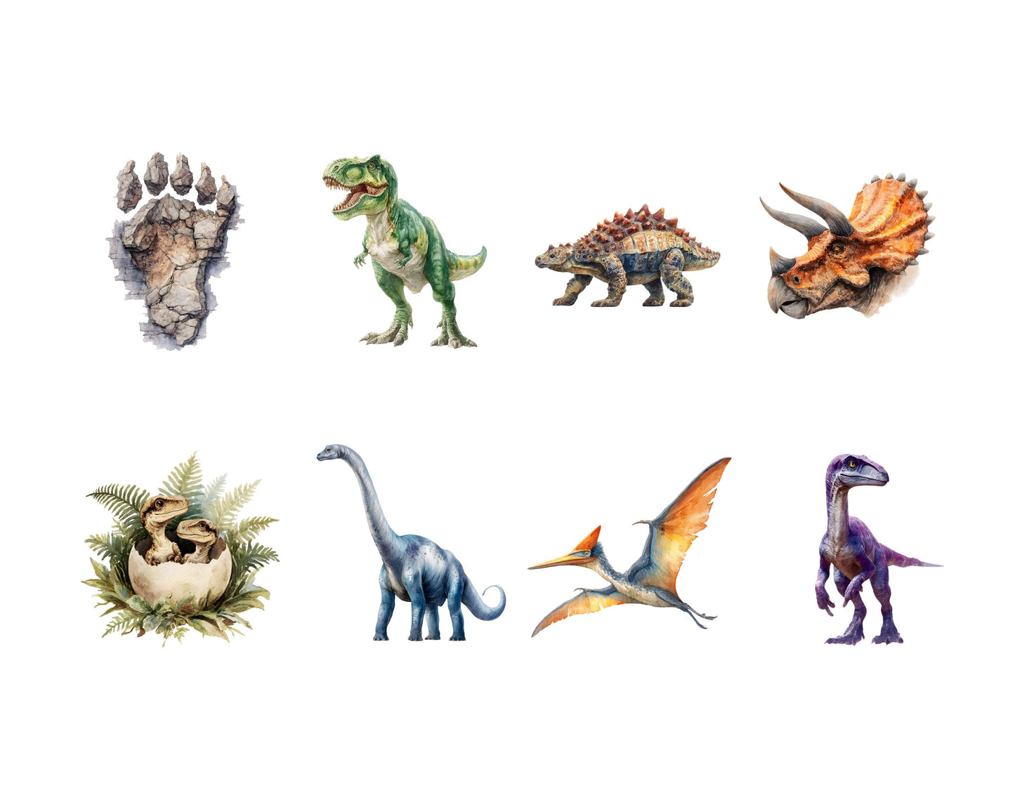 45 Dinosaur Clipart Bundle, Watercolor Dinosaur png, Jurassic Dino Clipart, Prehistoric Illustration, Commercial Use, Digital Download