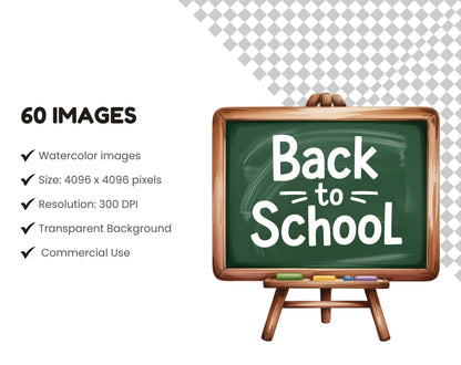 Back To School Animal Clipart Bundle, Cute Animal Back To School png, Nursery Preschool Toddlers Animal Clipart, School Supplies Clipart