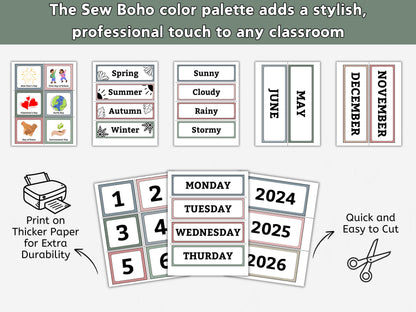 2026 Modern Boho Classroom Calendar & Educational for kids (Editable Canva Template)