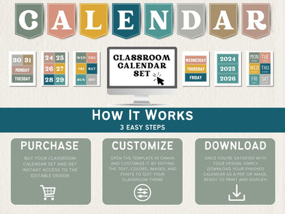 2026 Boho Classroom Calendar & Weather Station Editable Calendar (Digital Download)