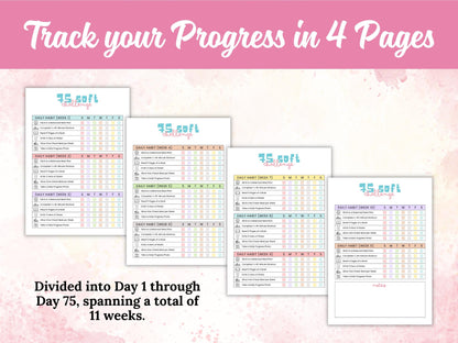 75 Soft Challenge Tracker Printable, 75 Soft Challenge Editable, 75 Easy Challenges, Printable Planner, Editable Soft Challenge Planner