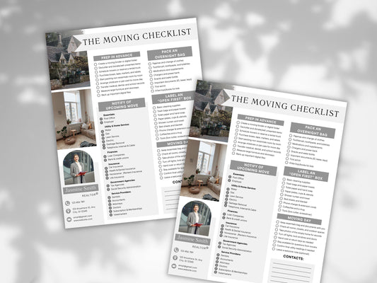 Editable Real State Moving Checklist, Printable Moving To Do List, Realtor Moving Guide, Canva Template,  Real State Moving Planner