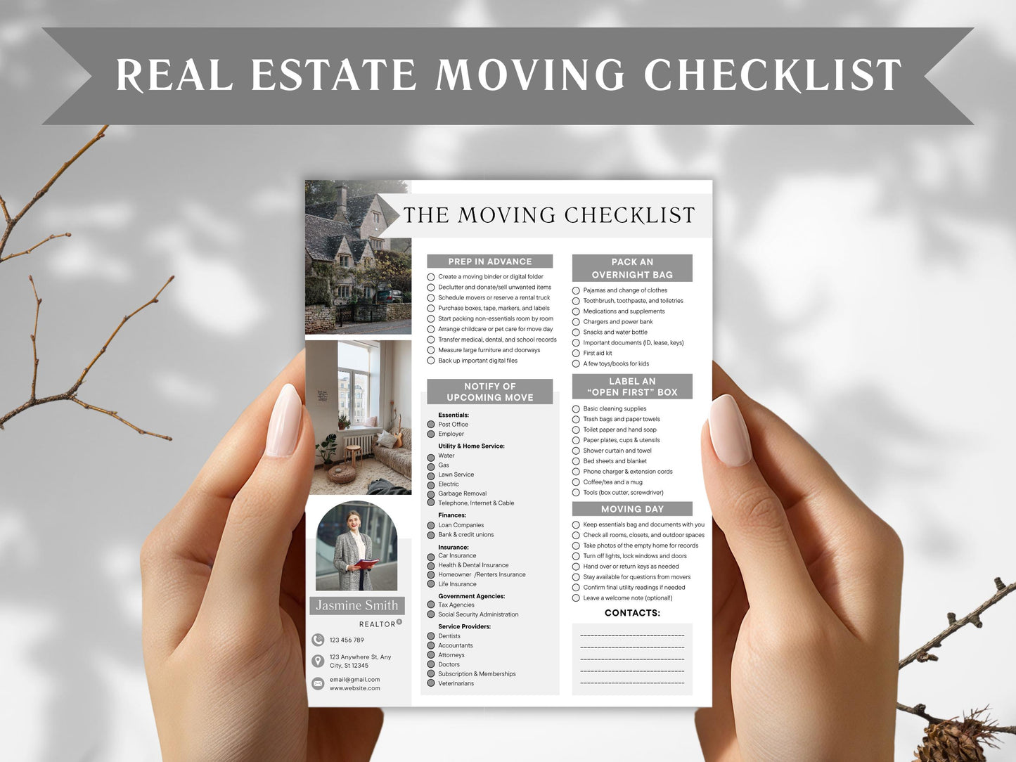 Editable Real State Moving Checklist, Printable Moving To Do List, Realtor Moving Guide, Canva Template,  Real State Moving Planner