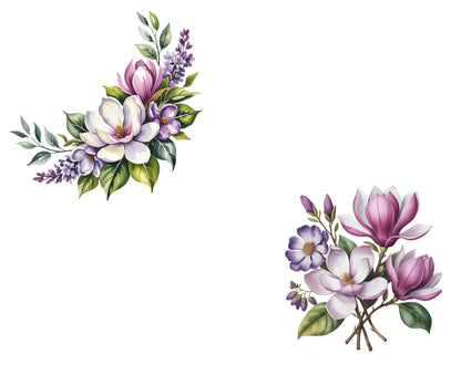 25 Purple Flowers Bouquet Clipart Set, Violet Flower png, Watercolor Purple Flower Clipart, Floral png, High Quality png, Digital Download