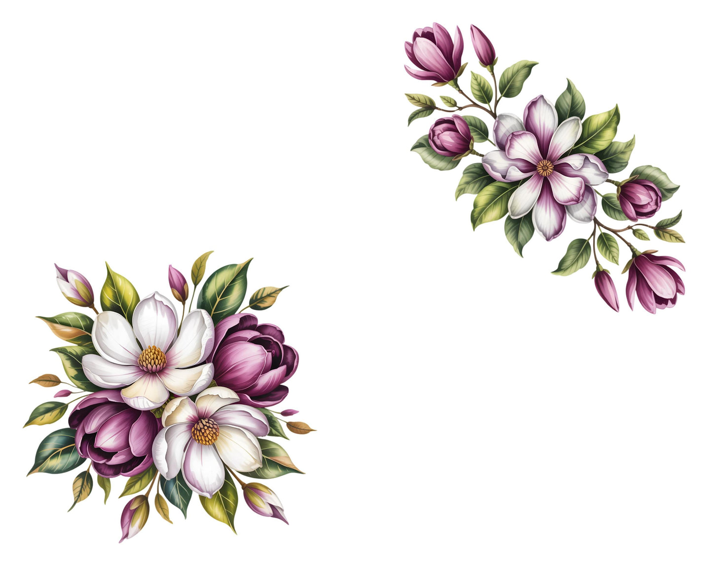 25 Purple Flowers Bouquet Clipart Set, Violet Flower png, Watercolor Purple Flower Clipart, Floral png, High Quality png, Digital Download