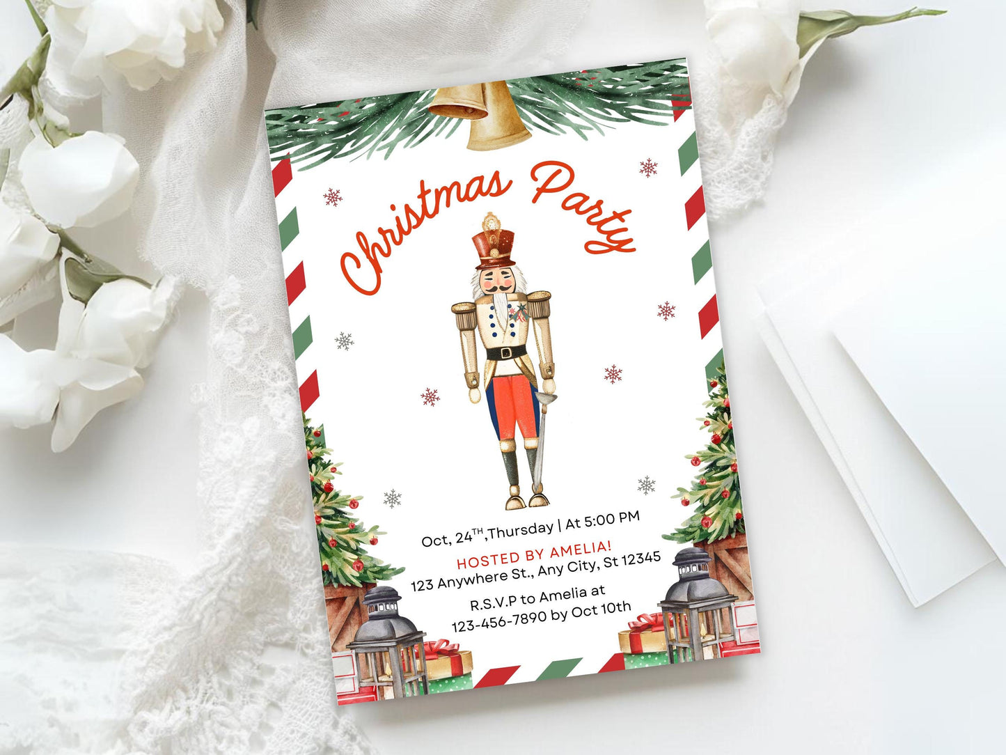 Nutcracker Christmas Party Invitation, Nutcracker Birthday Invitation, Winter Invite, Sugar Plum Fairy, Vintage Nutcracker Christmas
