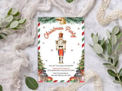 Nutcracker Christmas Party Invitation, Nutcracker Birthday Invitation, Winter Invite, Sugar Plum Fairy, Vintage Nutcracker Christmas