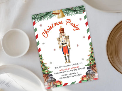 Nutcracker Christmas Party Invitation, Nutcracker Birthday Invitation, Winter Invite, Sugar Plum Fairy, Vintage Nutcracker Christmas