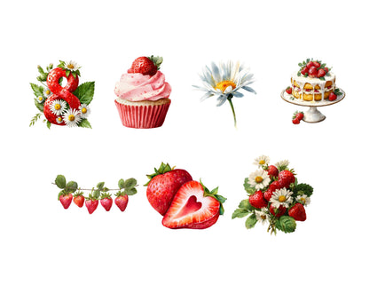 Watercolor Strawberry Clipart Bundle, Berry Clipart png, Berry First Birthday Graphics, Sweet Berry First Clipart, Digital Download