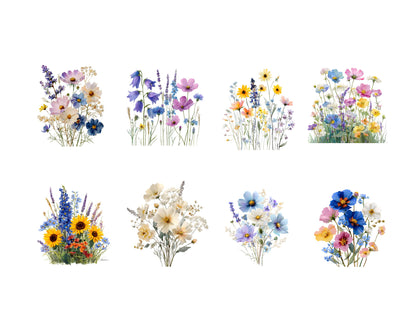35 Well Defined Wildflower Clipart Bundle, Watercolor Wildflower Clipart Set png, Flower Clipart, Flower Bouquet png, High Quality png