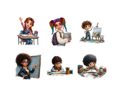 40 Back o School Kids Clipart png Bundle, Watercolor School Kids Clipart, Students Clipart, School Children png, First Day Of School Clipart