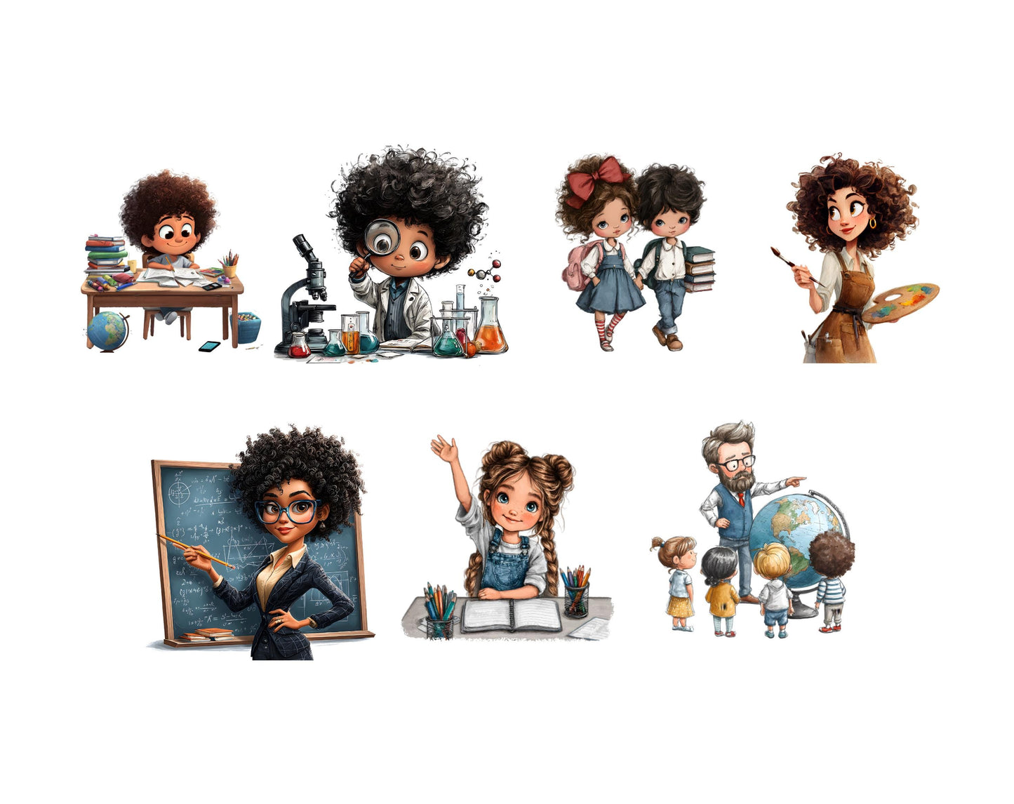 40 Back o School Kids Clipart png Bundle, Watercolor School Kids Clipart, Students Clipart, School Children png, First Day Of School Clipart