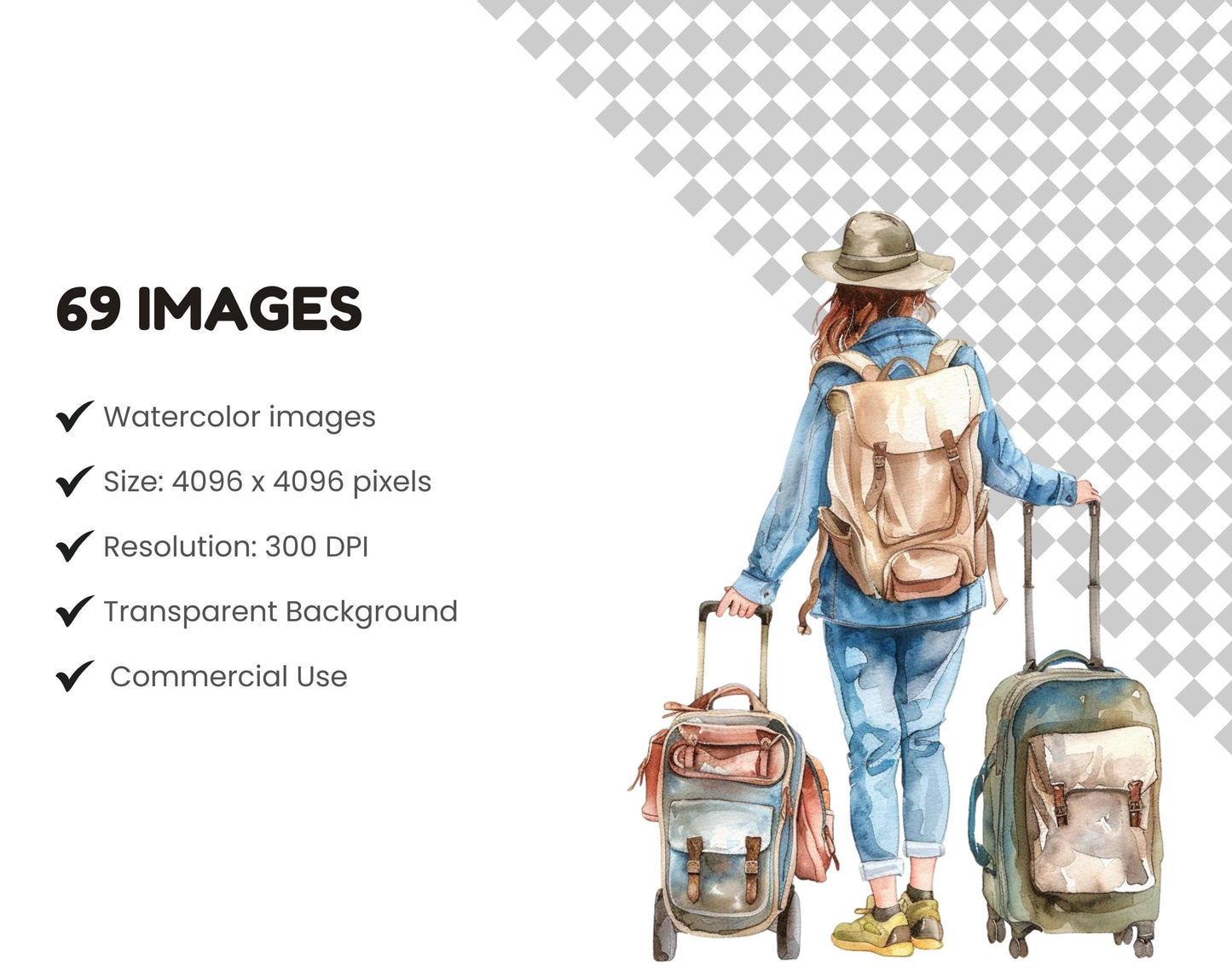 Travel Clipart Bundle, Boho Travel png, Tourism Clipart, Camping Clipart, Travel Planner Clipart, Luggage png, Digital Download