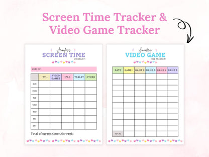 Editable Screen Time Checklist Template, Screen Time Chore Chart, Daily Screen Time Schedule, Screen Time Tracker For Kids