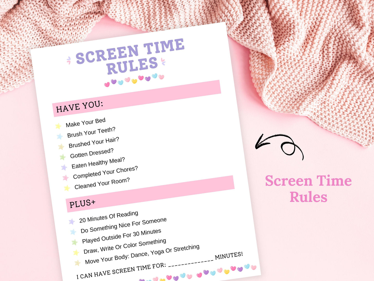 Editable Screen Time Checklist Template, Screen Time Chore Chart, Daily Screen Time Schedule, Screen Time Tracker For Kids