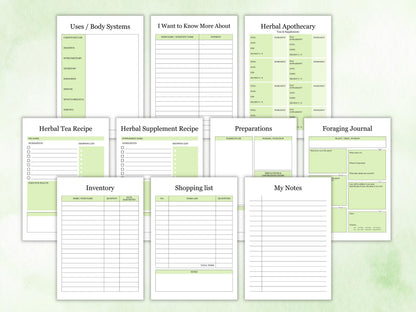 Herbs & Essential Oils Journal Printable, Materia And Medical Planner, Inventory Tracker, Medical Journal, Herbalist Planner