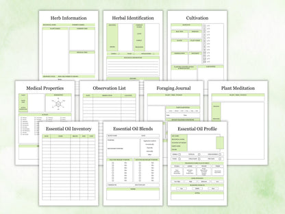 Herbs & Essential Oils Journal Printable, Materia And Medical Planner, Inventory Tracker, Medical Journal, Herbalist Planner