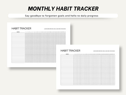 Minimalist Habit Tracker Printable Undated Monthly Log 30/31 Day Chart Productivity Planner Insert A4/A5