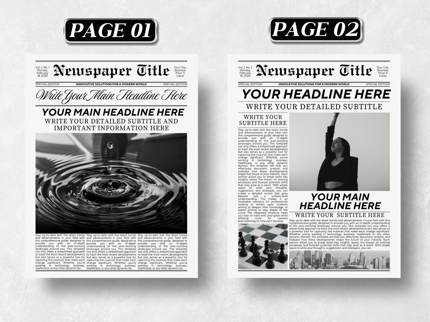 Canva Newspaper Template | Page Layout | Editable Layout & Advertisement Design