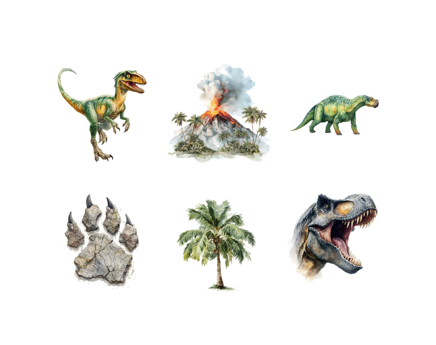 45 Dinosaur Clipart Bundle, Watercolor Dinosaur png, Jurassic Dino Clipart, Prehistoric Illustration, Commercial Use, Digital Download