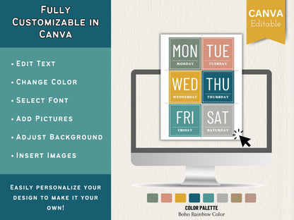 2026 Boho Classroom Calendar & Weather Station Editable Calendar (Digital Download)