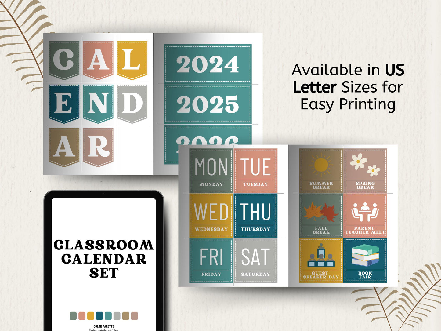 2026 Boho Classroom Calendar & Weather Station Editable Calendar (Digital Download)