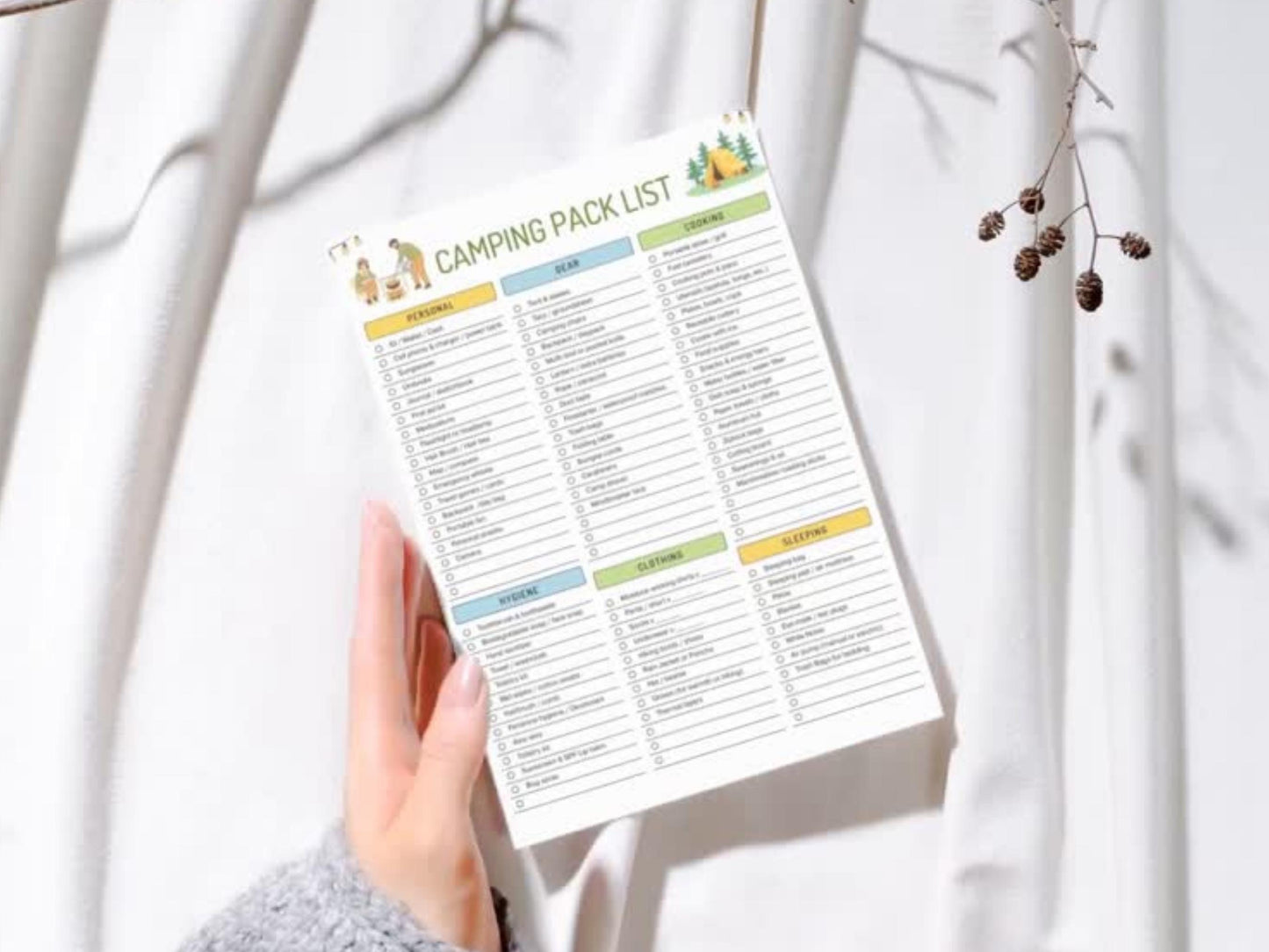 Camping Packing List Printable & Editable, Camping Pack List Template, Packing Checklist, Pack List Planner, Digital Download