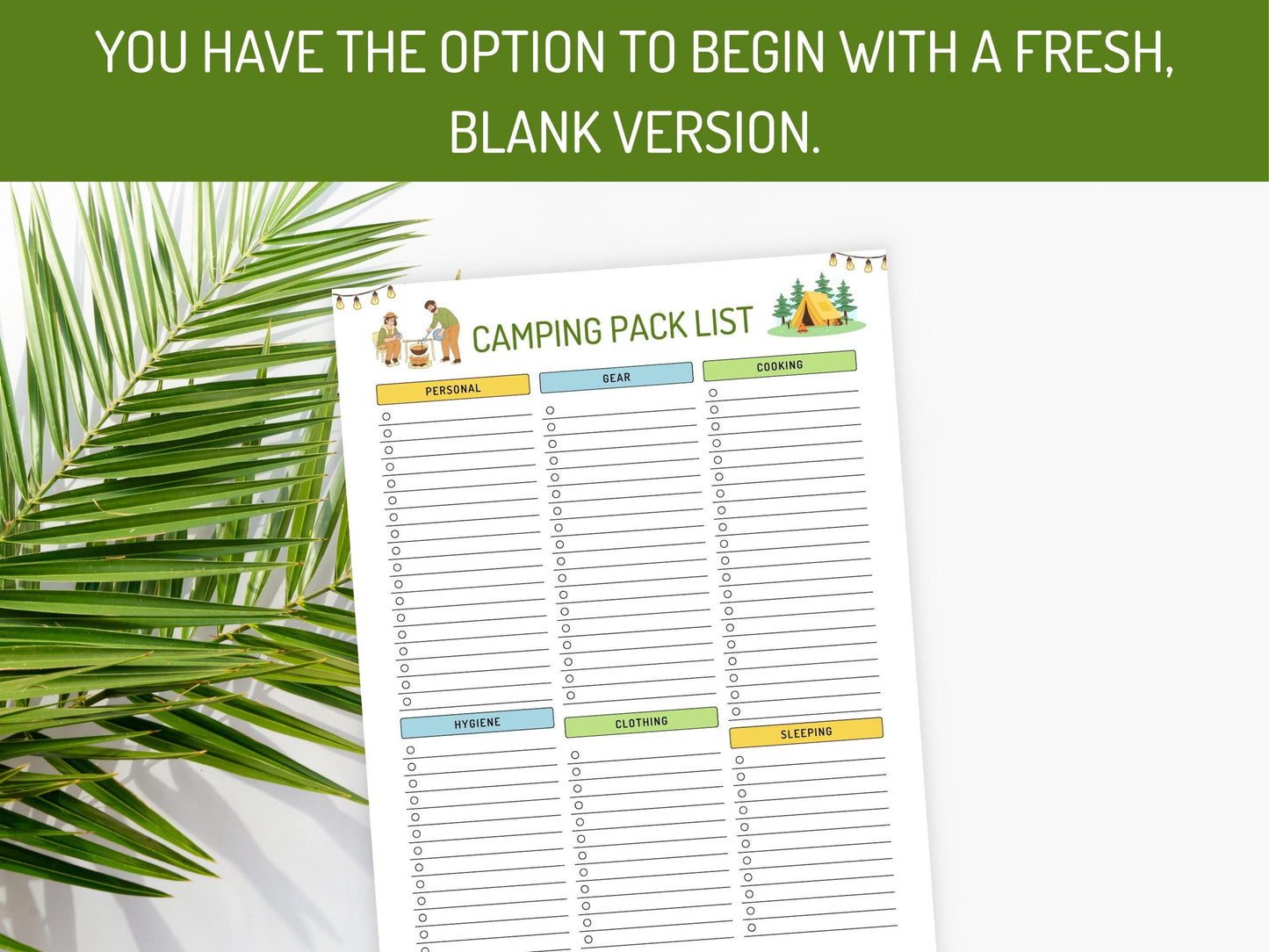 Camping Packing List Printable & Editable, Camping Pack List Template, Packing Checklist, Pack List Planner, Digital Download