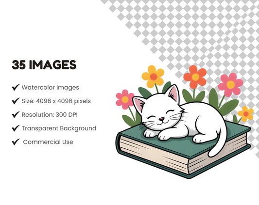 Spring Kittens Clipart Bundle, Kitten png, Watercolor Kitten Clipart, Cute Cat png, Cute Spring Cat png, Floral Cat Clipart, Kitten Stickers