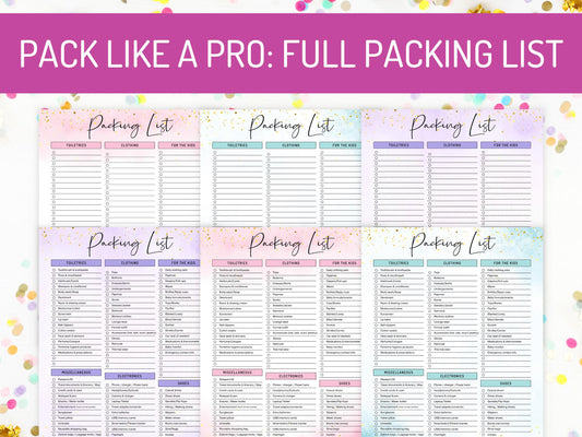 Packing List Template Printable, Editable Pack List, Vacation Packing List, Packing Checklist, Packing List Planner, Kids Packing List