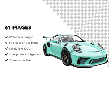 61 Watercolor Sleek Supercars Clipart Bundle, Sports Car Clipart, Cars png, Luxury Car Clipart, Vehicles Clipart, Cars Sublimation Design