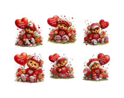 54 Valentine Teddy Bear Clipart, Love Teddy Clipart, Valentine's Day Clipart, Valentine Bear png, Card Making, Paper Craft, Digital Download