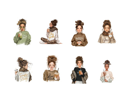 27 Boss Lady Clipart png Bundle, Girl Boss Clipart, Fashion Women Clipart, Love Yourself png, Watercolor Girl Lady Boss Clipart