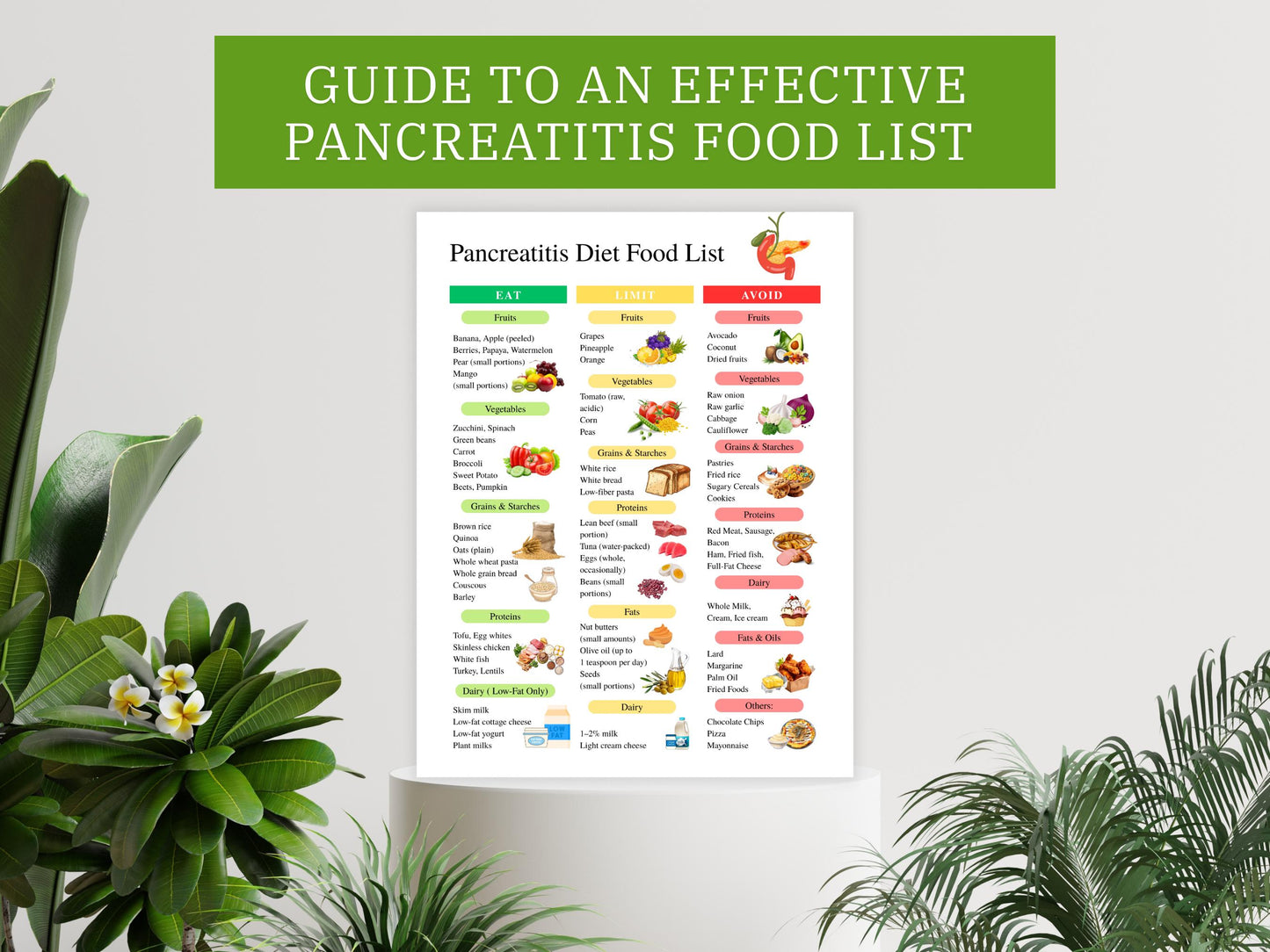 Pancreatitis Diet Food List Printable,  Pancreatitis Grocery Chart, Low Fat Diet Food List, Gallbladder Food List, Digital Download