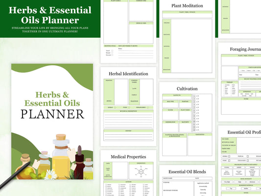 Herbs & Essential Oils Journal Printable, Materia And Medical Planner, Inventory Tracker, Medical Journal, Herbalist Planner
