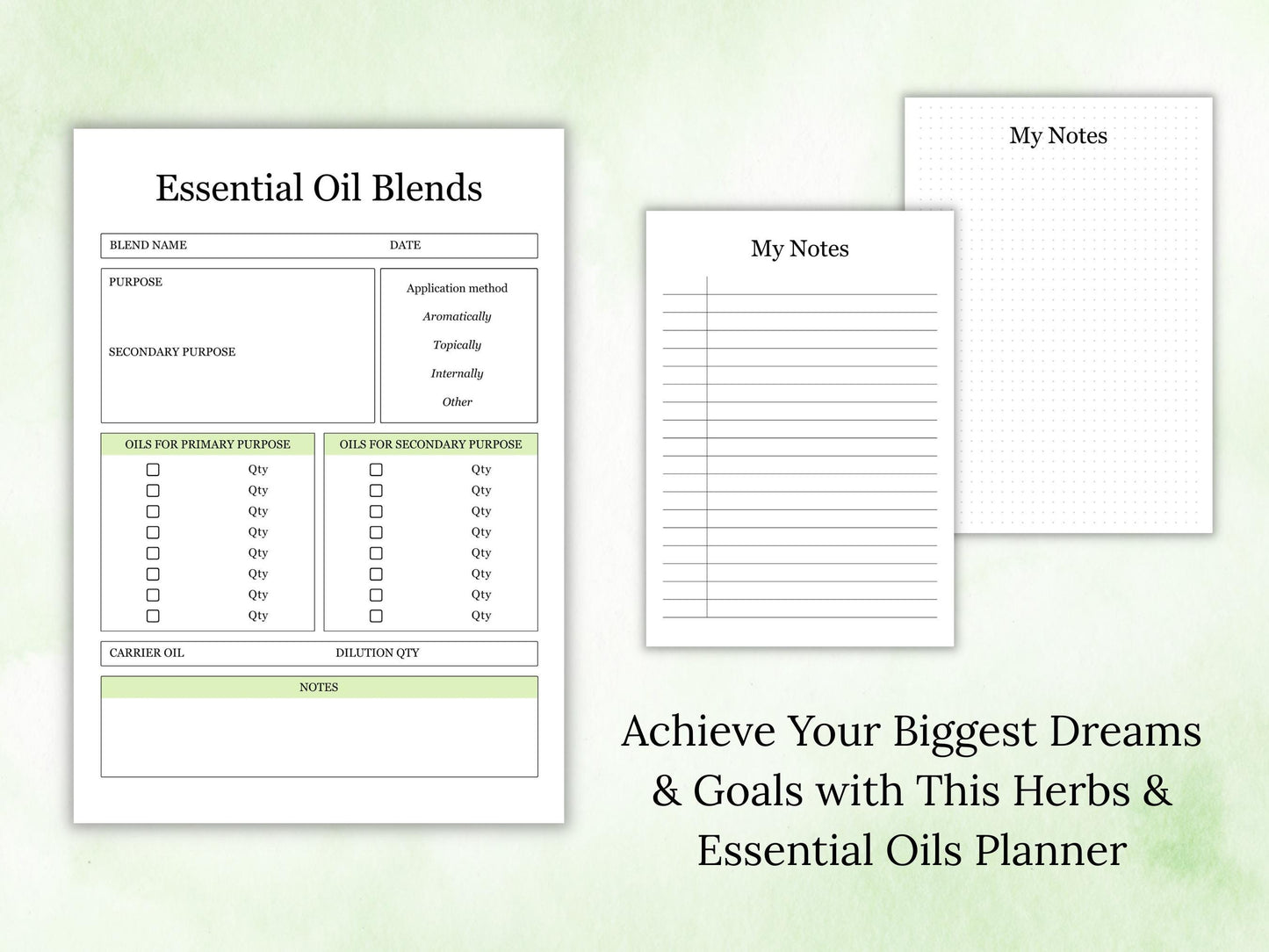 Herbs & Essential Oils Journal Printable, Materia And Medical Planner, Inventory Tracker, Medical Journal, Herbalist Planner