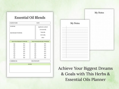 Herbs & Essential Oils Journal Printable, Materia And Medical Planner, Inventory Tracker, Medical Journal, Herbalist Planner