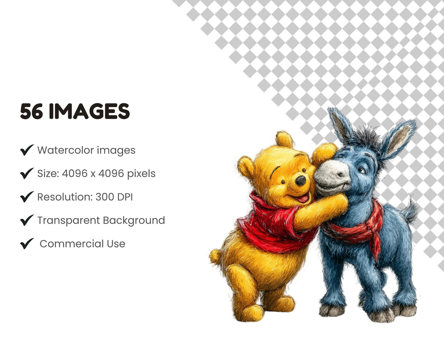 56 Pooh Clipart Bundle, Vintage Winnie The Pooh Clipart, Winnie The Pooh Friends Birthday Baby Shower, High Quality, Commercial Use