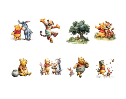 56 Pooh Clipart Bundle, Vintage Winnie The Pooh Clipart, Winnie The Pooh Friends Birthday Baby Shower, High Quality, Commercial Use