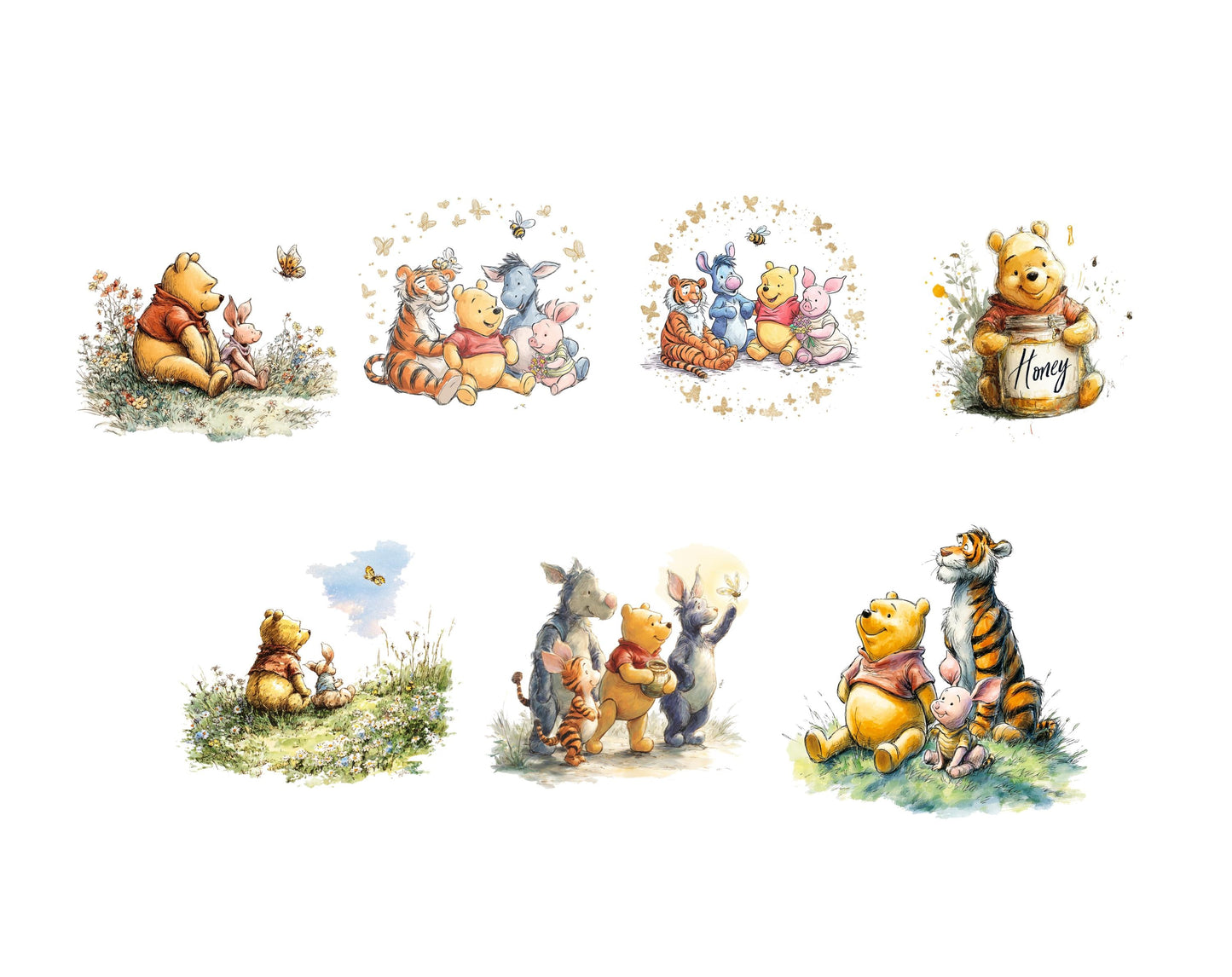 56 Pooh Clipart Bundle, Vintage Winnie The Pooh Clipart, Winnie The Pooh Friends Birthday Baby Shower, High Quality, Commercial Use