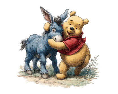 56 Pooh Clipart Bundle, Vintage Winnie The Pooh Clipart, Winnie The Pooh Friends Birthday Baby Shower, High Quality, Commercial Use