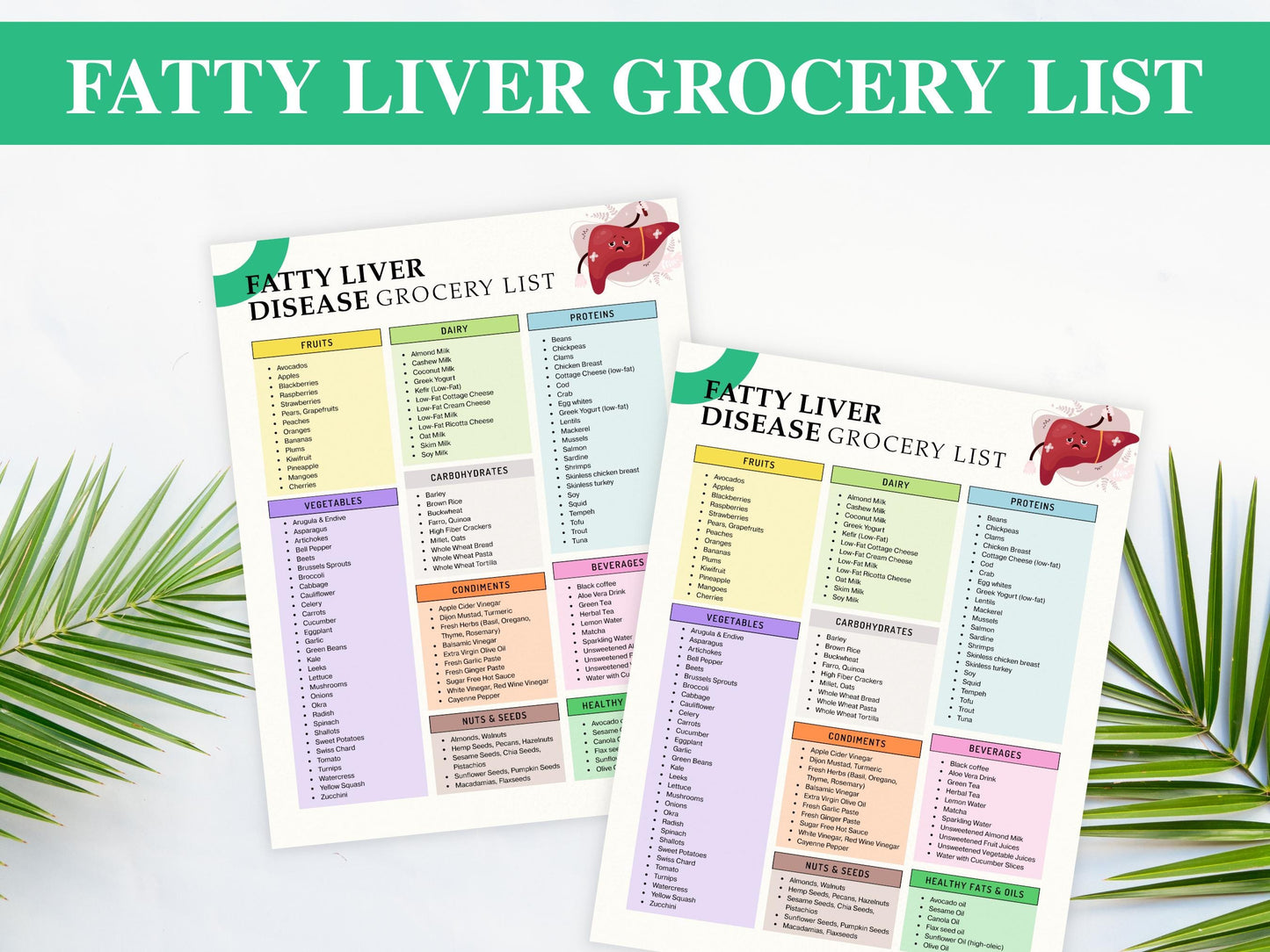 Printable Fatty Liver Grocery List, Fatty Liver Meal Plan, Diet List For Fatty Liver, Fatty Liver Shopping List, Fatty Liver Disease List