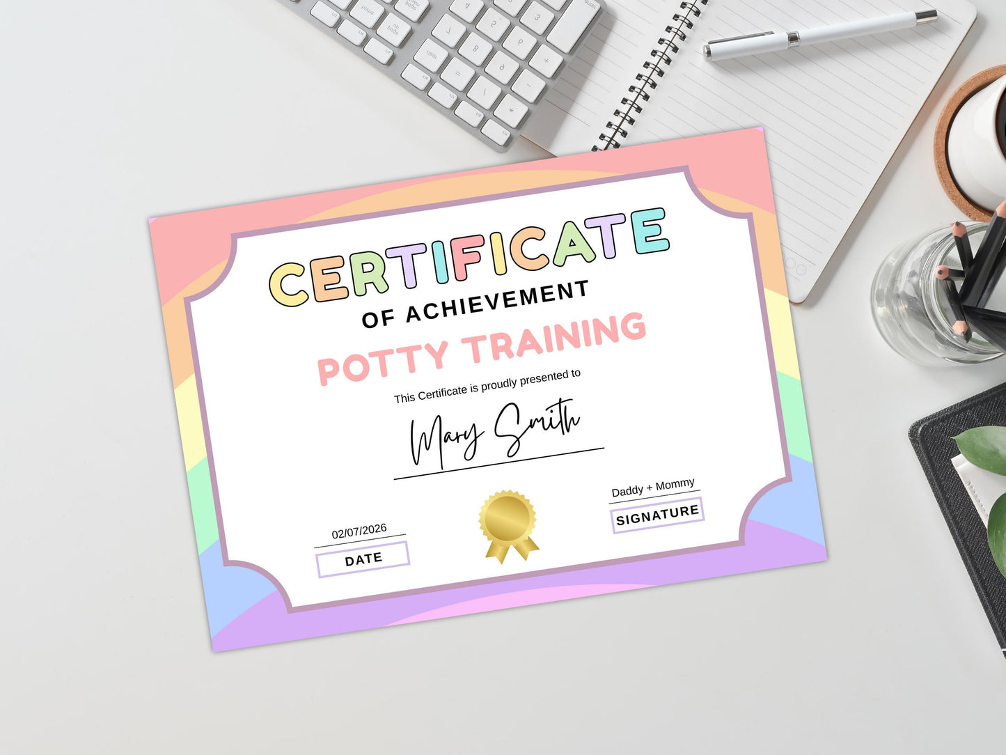 Editable Potty Training Certificate Template, Potty Training Tracker, Kids Potty Training, Boys And Girls Potty Training Certificate