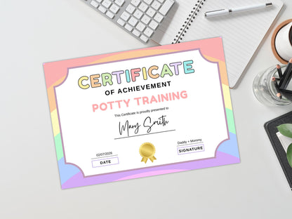 Editable Potty Training Certificate Template, Potty Training Tracker, Kids Potty Training, Boys And Girls Potty Training Certificate