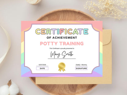 Editable Potty Training Certificate Template, Potty Training Tracker, Kids Potty Training, Boys And Girls Potty Training Certificate