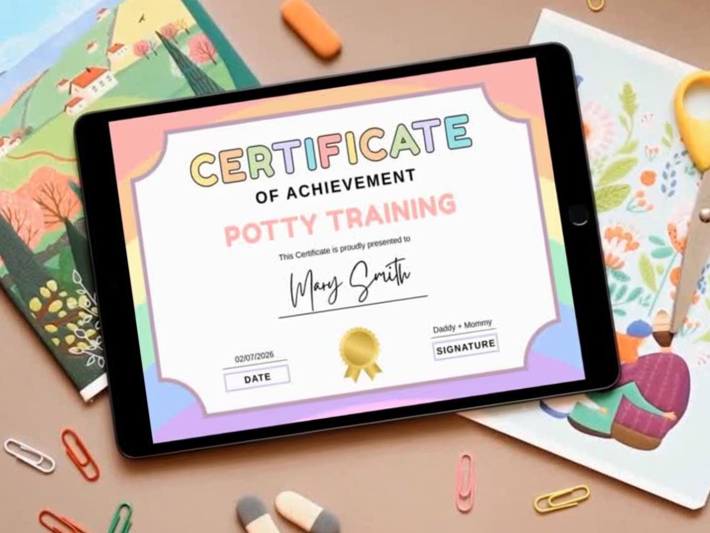 Editable Potty Training Certificate Template, Potty Training Tracker, Kids Potty Training, Boys And Girls Potty Training Certificate