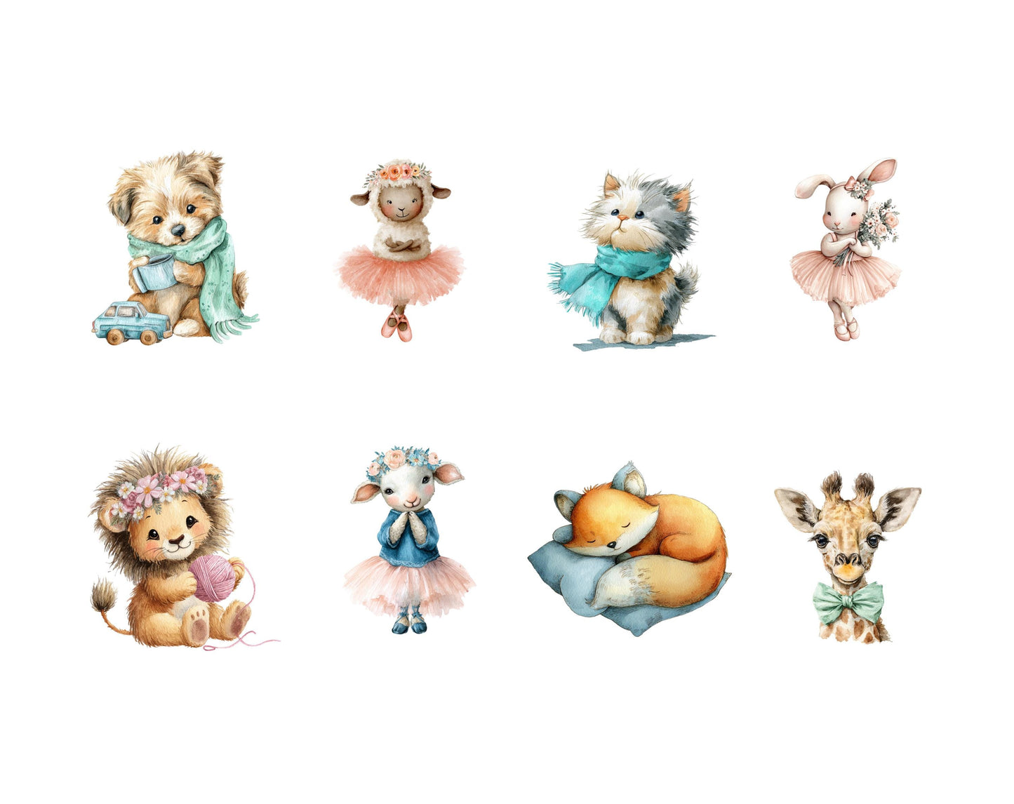 51 Nursery Animals Clipart Bundle, Watercolor Baby Animals png, Baby Bear, Sheep, Adorable Woodland And Farm Animals Clipart, Nursery Art